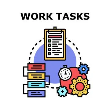 Work tasks planning and business process management concept Stock Illustration