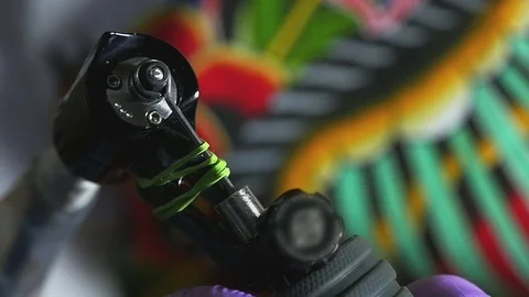 Work of tattoo machine close-up Stock Footage 73139469