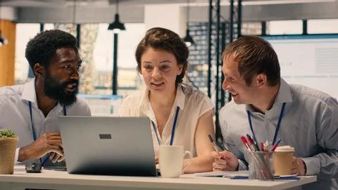 Work team, business intelligence, forecasting reports, multinational company, Stock Photos