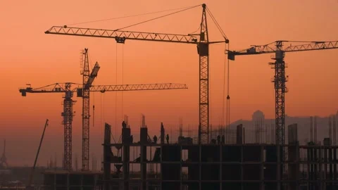 Work of a team of installers at a construction site 库存影片 185603267