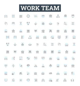 Work team vector line icons set. Teamwork, Collaboration, Cooperation, Effort Stock Illustration