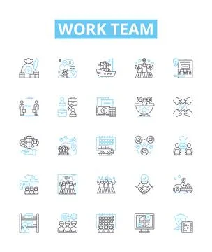 Work team vector line icons set. Teamwork, Collaboration, Cooperation, Effort Illustrazione stock