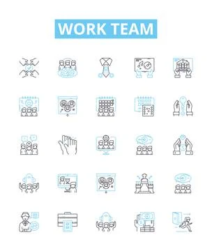 Work team vector line icons set. Teamwork, Collaboration, Cooperation, Effort Illustrazione stock