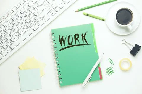 Work  text on notepad Stock Photos