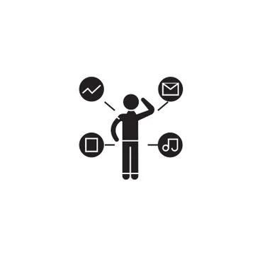 Work thoughts black vector concept icon. Work thoughts flat illustration, sign イラスト素材