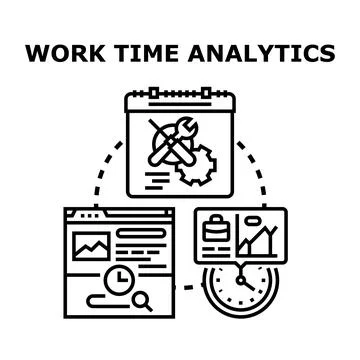 Work time analytics system tracking productivity and scheduling Stock Illustration