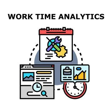 Work time analytics system tracking productivity and scheduling Stock Illustration