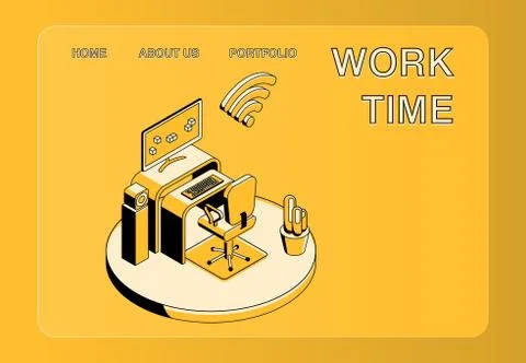 Work time and office workplace illustration Stock-Illustration