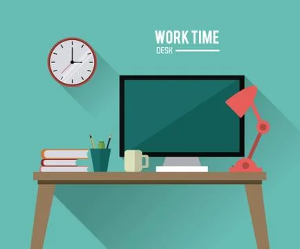 Work time design. Office icon. Colorful illustration 库存插图