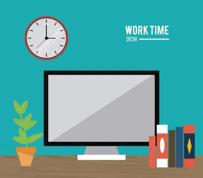Work time design. Office icon. Colorful illustration Illustrazione stock