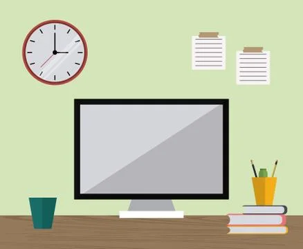 Work time design. Office icon. Colorful illustration Illustrazione stock