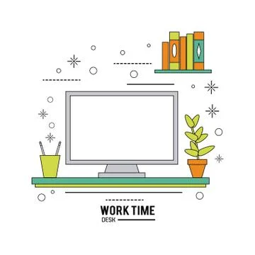 Work time design. Office icon. Colorful illustration 库存插图