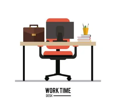Work time design. Office icon. Colorful illustration 库存插图