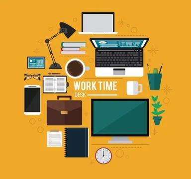 Work time design. Office icon. Colorful illustration Illustrazione stock