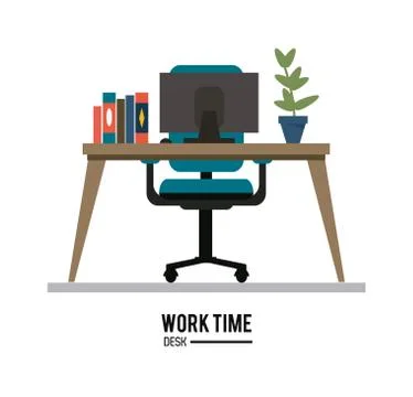Work time design. Office icon. Colorful illustration 库存插图
