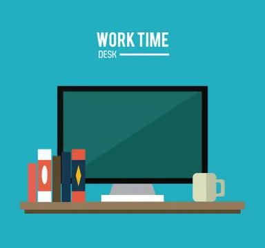 Work time design. Office icon. Colorful illustration Illustrazione stock