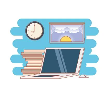 Work time elements icons Stock Illustration