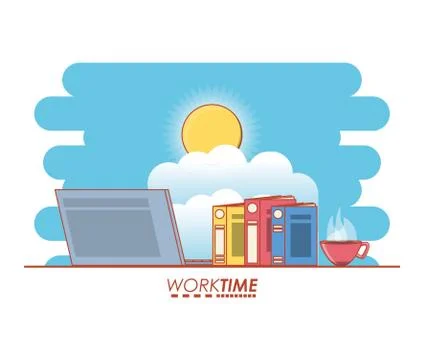 Work time elements icons Stock Illustration