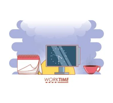 Work time elements icons Stock Illustration