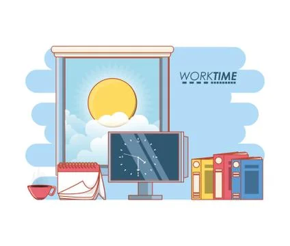Work time elements icons Stock Illustration