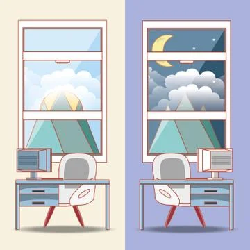 Work time elements icons Stock Illustration