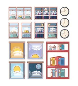Work time elements icons Stock Illustration