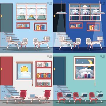 Work time elements icons Stock Illustration