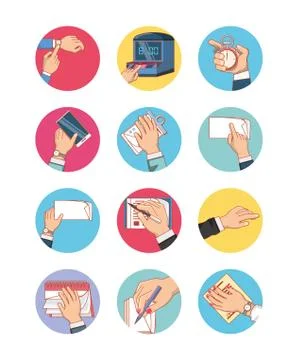 Work time elements icons Stock Illustration