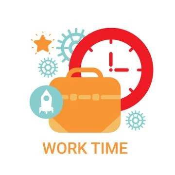 Work Time Icon Working Process Organization Concept Banner Stock Illustration