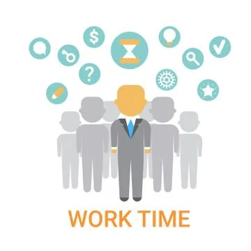 Work Time Icon Working Process Organization Concept Banner Stock Illustration