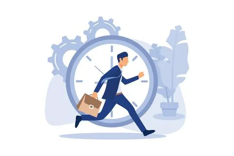 Work time management concept, quick response, people rush to do everything at Illustrazione stock