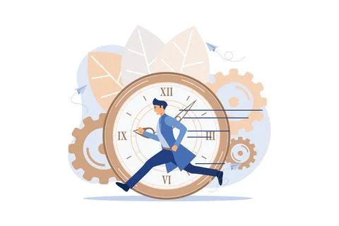 Work time management concept, quick response, people rush to do everything .. Stock Illustration