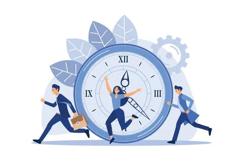 Work time management concept, quick response, people rush to do everything .. Stock Illustration