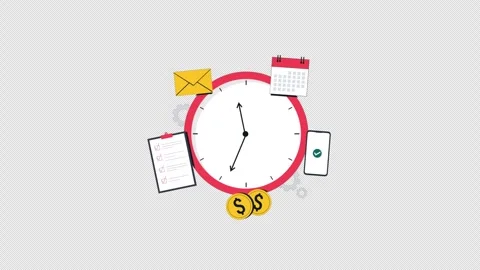 Work Time Management. Productivity Schedule Animation Video - Transparent 스톡 동영상 337167684