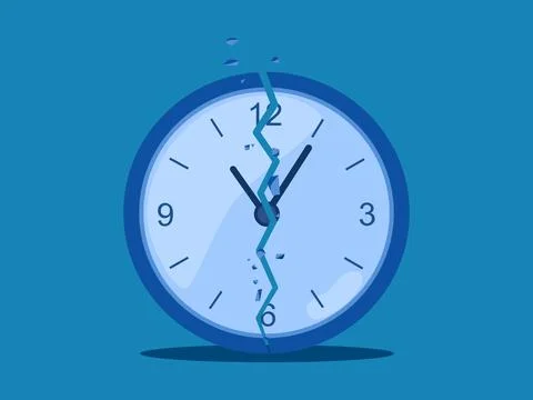 Work time is over. broken time clock Stock Illustration