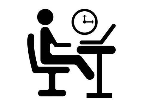 Work Time Vector Icon, Flat Style Business Clock Illustration for Productiv.. Stock Illustration