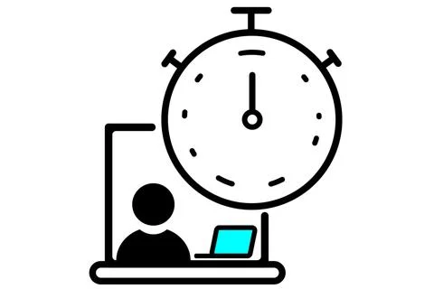 Work timer icon Flexible working hours. immediate icon balance work. Remote.. Stock Illustration