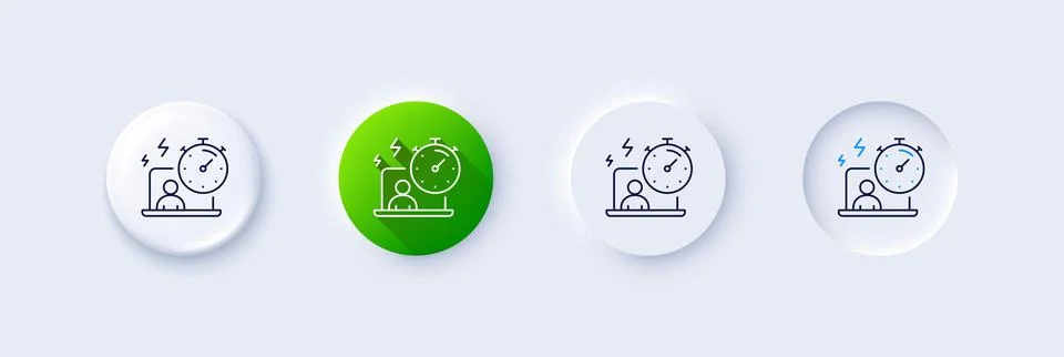 Work timer line icon. Task stopwatch time sign. Line icons. Vector Stock Illustration