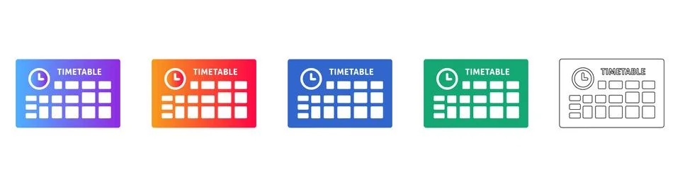 Work Timetable and Schedule Planning Icons Stock Illustration