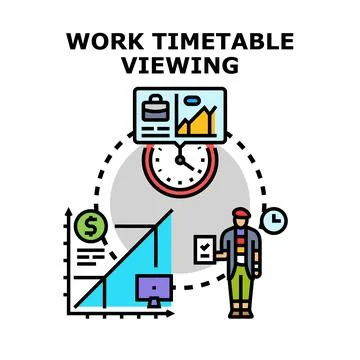 Work timetable viewing planning schedule management Stock Illustration