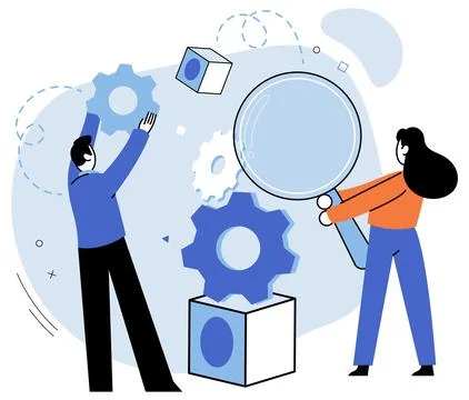 Work together. Busy teamwork ensures completion projects on time Stock Illustration