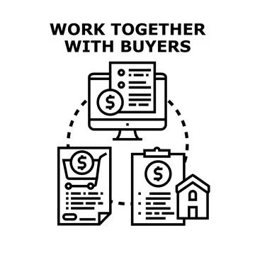 Work together with buyers concept vector illustration Illustrazione stock