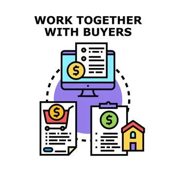 Work together with buyers concept vector illustration Stock Illustration