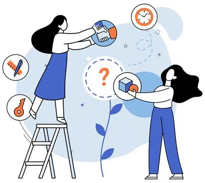 Work together. Togetherness and collaboration drive team towards success Stock Illustration