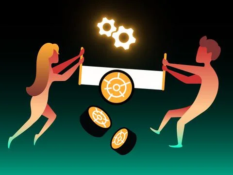 Work together. Vector composition in gradient style Illustrazione stock