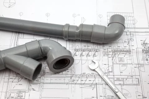 Work tool with plan Stock Photos