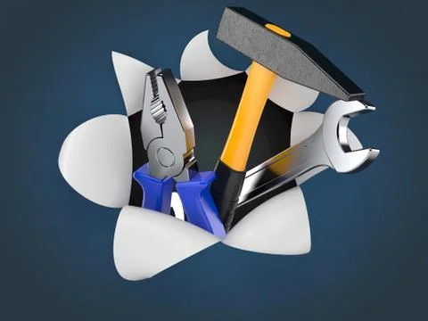 Work tools on blue background Stock Illustration