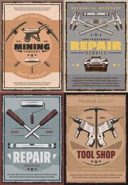 Work tools of construction, house repair or mining Illustrazione stock