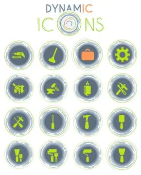 Work tools dynamic icons Stock Illustration