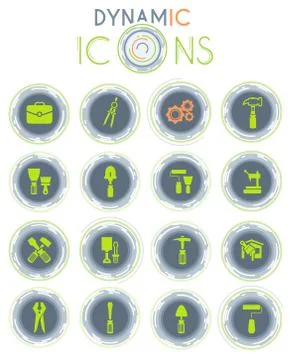Work tools dynamic icons Stock Illustration